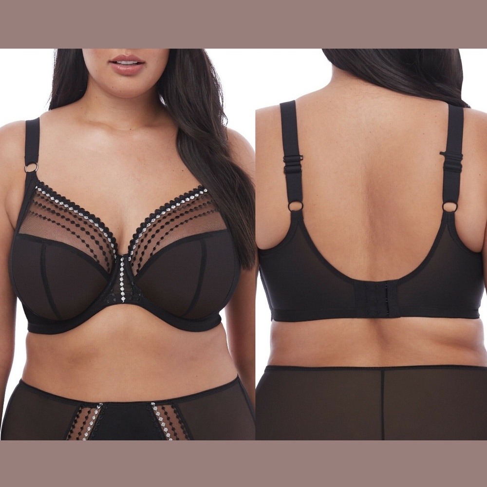 NEW Elomi 'Matilda' Underwire Plunge Bra in Black [SZ 34K US ]‎
